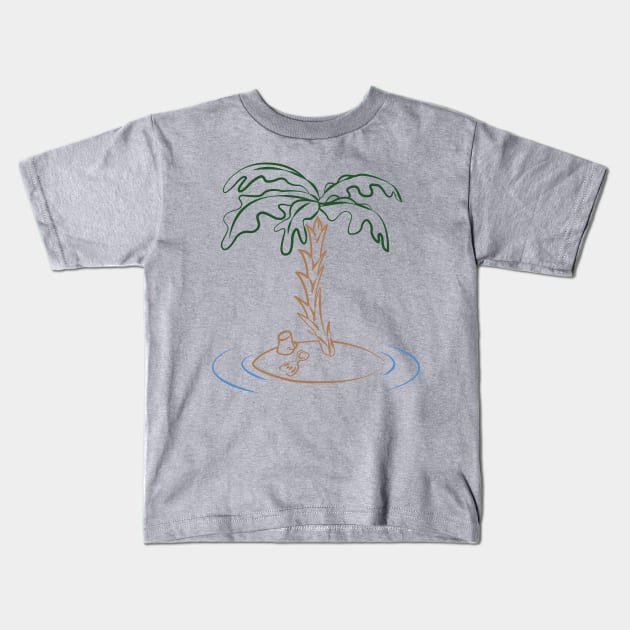 Desert Island - Outline (Colour) Kids T-Shirt by Kat C.